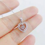 Heart Shaped 925 Silver Necklaces Pendants Cubic Zirconia Women Wedding Jewelry