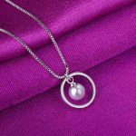 Round Pearl Pendant  Jewellery Necklace Chain Women Love Gift