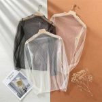 Summer Sexy Women Perspective Lace Mesh T-Shirt Long Sleeve Pullover Tees Sexy Loose See Through Tunic Tops Bottoming Shirts