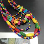Ethnic Style Retro Wood Color Beach Pastoral Style Wooden Multi-Layer Long Necklace Jewelry