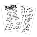 2 Sheet Kitchen Measuring Conversion PVC Wall Decal Baking Cooking Chart