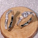 2 Pcs/set Women Fashion 925 Silver Rings Cubic Zirconia Jewelry Gifts Size 5-10