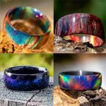 Acrylic Multi Color Glitter Ring Rainbow Resin Finger Rings Jewelry Size 7-9