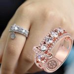 925 Silver Rings,Rose Gold Rings Women Jewelry Cubic Zirconia Girl Rings Sz 6-10