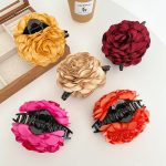 Large Elegant Rose Grip Female Back Head Barrettes Hair Accessories Top Clip