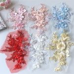 Three-Dimensional Flower Mesh Embroidered Cloth Stickers Beaded Lace Wedding Dress Children's Clothes Dress Patch Decoration Accessories