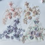Flower Embroidered Cloth Stickers Pairs of Flower Beaded Patch Mesh Lace Clothing Ornaments Accessories Handmade Sewing Diy