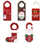2PC Christmas Decor Wooden Door Hanging Santa Snowman Party Decor Door Handle Pendant