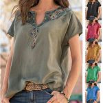 Plus Size Womens Short Sleeve V-neck Tops Blouse Ladies Boho Floral T Shirt