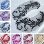 2 Pair of Flower Sequins Embroidered Cloth Sticker Patch Mesh Lace Clothes Skirt Dance Decoration Accessories Hand Sewing Diy