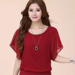 Summer New Women's Clothing Large Size Women's Clothing Solid Color Sweet Short-Sleeved T-shirt Chiffon Shirt for Women