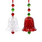 Red Transparent Crystal Wind Chimes Window Ornaments Bell Glass Pendant Holiday Christmas Tree Decorations