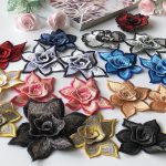 5pc Black Gray Three-Dimensional Flower Embroidered Cloth Stickers Water-Soluble Embroidery Patch Latin Clothes Skirt Hair Band Decorative Accessories Diy