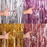 2PC Party Decor Tinsel Background Wall Decor Bright Tinsel Curtain Tassel Decor Curtain