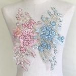 Heavy Industry Beads Three-Dimensional Flower Mesh Embroidered Cloth Stickers Lace Patch Wedding Dress Hanfu Decoration Accessories Diy