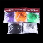 6PC Halloween Decoration Chamber Haunted House Horror Spider Web Silk 20G Spider Cotton 2 Spider