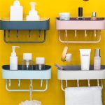 Bathroom Corner Shower Suction Shelf Tidy Wall Storage Basket Caddy Rack YE