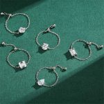 Clear Link Chain Ring Trendy 925  Silver Adjustable Charm Gold Color Rings