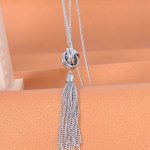 Plated Tassel Drop Long Chain Round Bead Necklace Gift