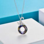 Colorful Crystal Cat Pendant Necklace Chain Womens Jewellery Girls Love Gifts UK