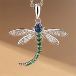 Cute  Silver Dragonfly Necklaces Pendant Women Cubic Zirconia Jewelry