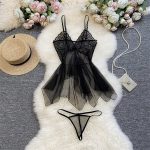 Sexy Lingerie Sexy Hot Mesh See-through Cute Tulle Nightdress Seductive Set Ladies