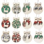 4PC Christmas Wooden Small Pendant Round Christmas Decor Interior Decor Christmas Tree Pendant