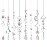 Home Decoration Pendant  Silver Series Crystal Wind Chimes Sun Moon and Star Catcher