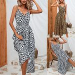 Dress Summer Leopard Print Sling Group Foreign Trade Women's Clothing Leopard Print