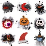 2PC Halloween Hairpin Headdress Children's Party Decor Spider Pumpkin Mesh Ornament