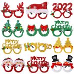 2PC Christmas Decor Christmas Glasses Children's Party Decor Supplies Christmas Glasses Frame