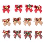 4PC Christmas Bowknot Christmas Tree Pendant with Bell Gift Box Decor Handmade Christmas Decor