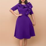 Women's Clothing Fashion Elegant Solid Color Large Swing Skirt Ruffled Dress
