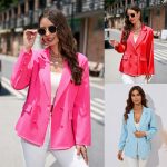 Women's Clothing Winter Solid Color Jacket Lapel Long Sleeve Small Suit Flip Collar