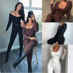Nibber Basic Bodycon Jumpsuit For Women??s Clothing Casual Brown Fitness Rompers 2024 Y2K Playsuit Activity Streetwear Overalls