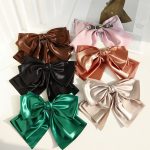 Clip Hair Accessories Women's Head Clip Textured Satin Multilayer Bow Barrettes Headband