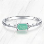 925 Silver Green Tourmaline Fashion Finger Rings For Women Fine Jewelry