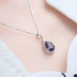 Crystal Amethyst Pendant Chain Necklace  Women's Jewellery