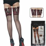 Women's Sexy Stockings Hold Ups Lace Garter Top Sheer Hosiery Black Nude