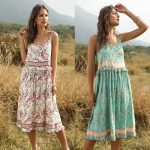 AliExpress Mid-Length Strap Ruffles Stitching Apricot Expandable Dress 2024 European and American Summer Cross-Border Women's Clothing