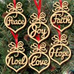 6 Pcs Christmas Decorations Wooden Ornament Xmas Tree Hanging Pendant Ornament