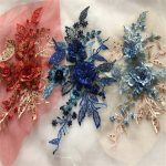 Flower Beaded Rhinestone Mesh Embroidery Fabrics Lace Dress Cloth Patch Clothes Repair
