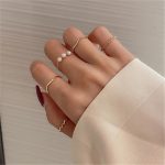 5pcs/set Simple Geometric Shape Pearl Rings for Women  Version Personalized Index Finger