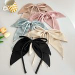 Solid Color Satin Fabric Ribbon Bowknot Barrettes Spring Clip Hair Accessories Fashion
