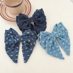 Denim Fabric Bowknot Barrettes Ponytail Spring Clip Hair Accessories Hair Clip