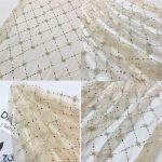 Sequin Bead Tube Mesh Champagne Light Apricot Sequins Chessboard Plaid Decor Mesh Applique Fabric