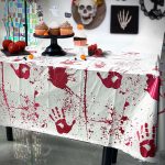 Halloween Party Decor Tablecloth Horror Party Supplies Bat Pumpkin Disposable Oil-Proof Tablecloth