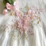 2pc Pink Sequin Three-Dimensional Flower Mesh Embroidered Cloth Stickers Beaded Patch Lace Clothing Ornaments Accessories Diy