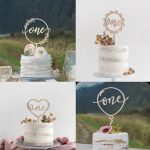 2024 New One Cake Topper Wooden One Baby Cake Topper Acrylic Gold Topper for Kid 1st Birthday Party Cake Decorations Baby Shower