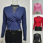 Women Long Sleeve Sexy Tops Blouse Plus Size Ladies Holiday Casual V-neck Shirts